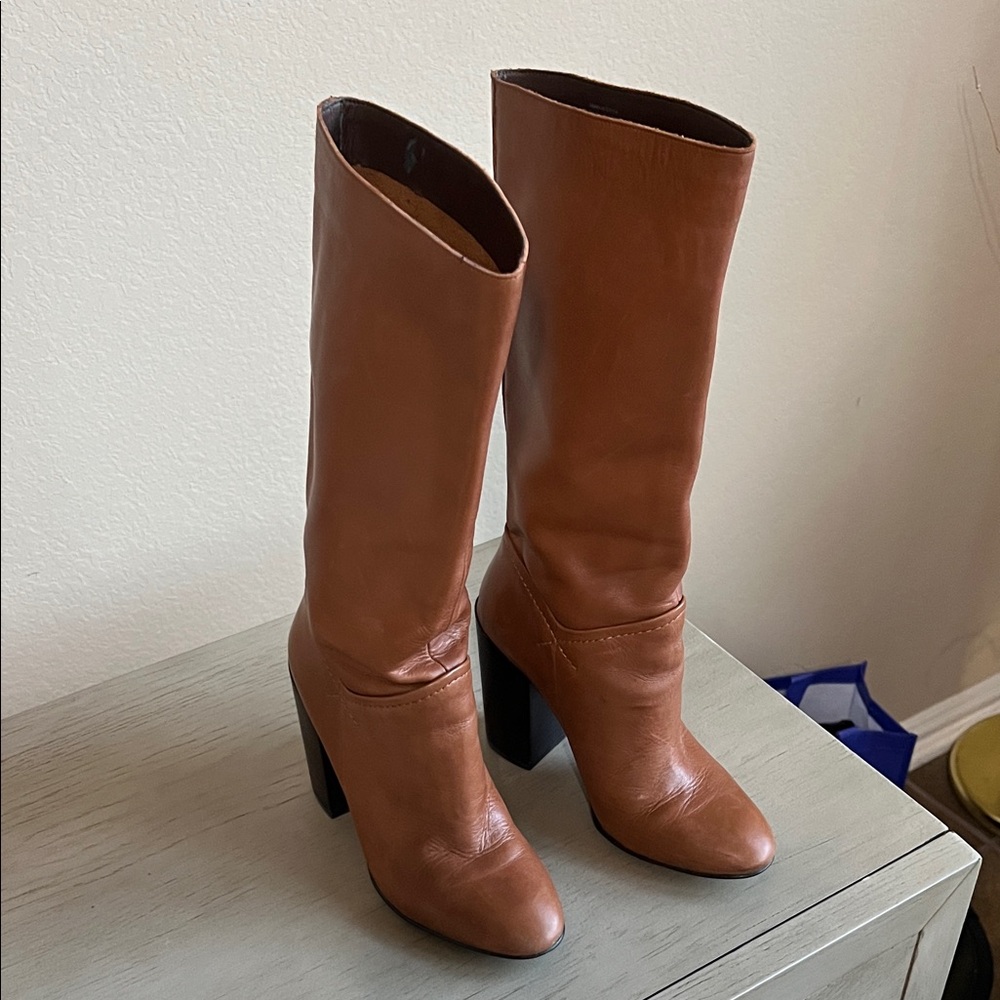 Aldo Brown Leather Heeled Boots